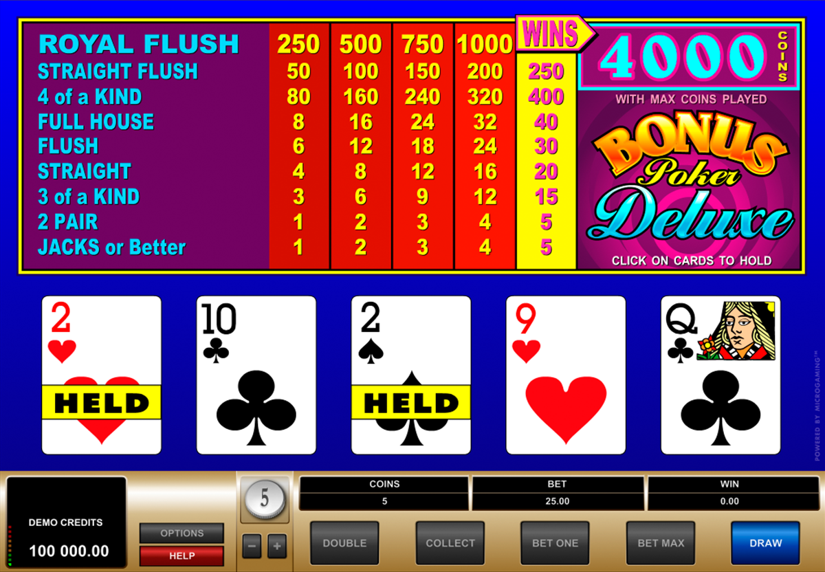 play free video poker slot machines